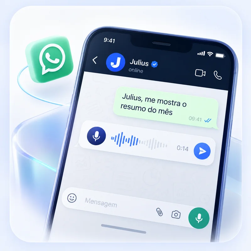 Mensagem de texto e áudio enviada ao Julius no WhatsApp